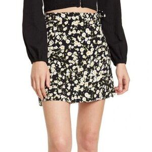 Abound BNWOT black floral mini wrap Skirt